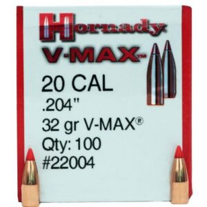 Hornady V-Max Rifle Bullets, 20 Caliber, .204, 32 Grain 100/bx - 22004