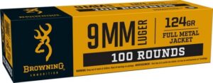 Browning Training & Practice 9mm Ammo 124 Grain Full Metal Jacket 100/bx - B9MM124VP