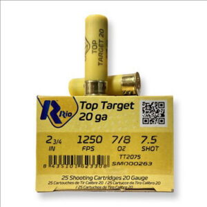 Rio 20 Gauge Ammunition TT2075 2-3/4" 7/8oz #7-1/2 shot 1250FPS CASE 250 rounds