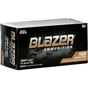 CCI Blazer Brass Case 9mm Ammo 115 Grain Full Metal Jacket 100/bx - 52001BB
